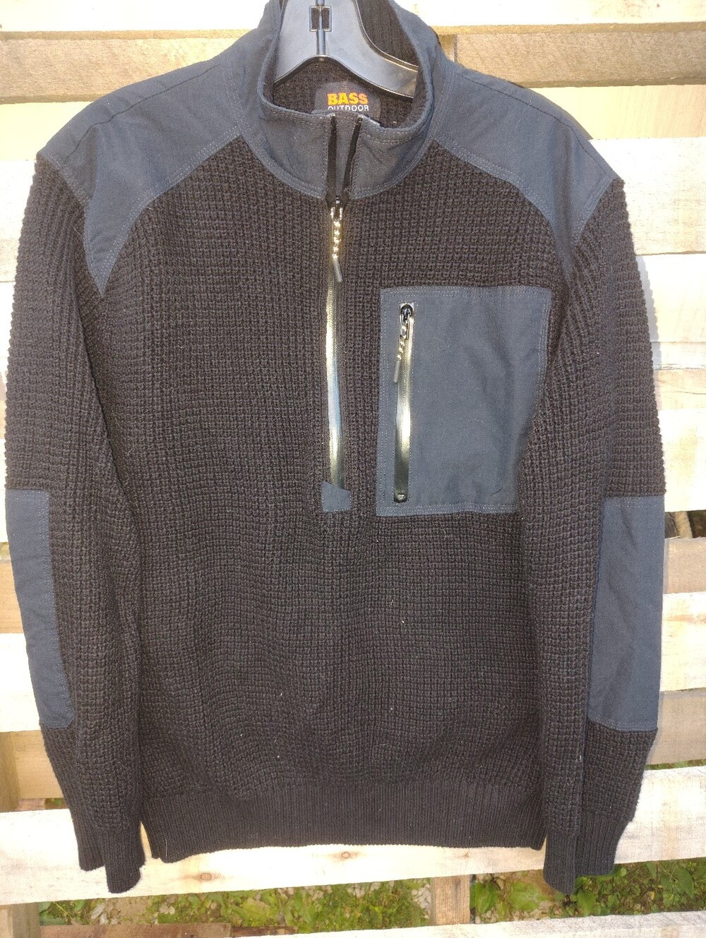 Bass Outdoor Men's Black Half-Zip Knit Jacket